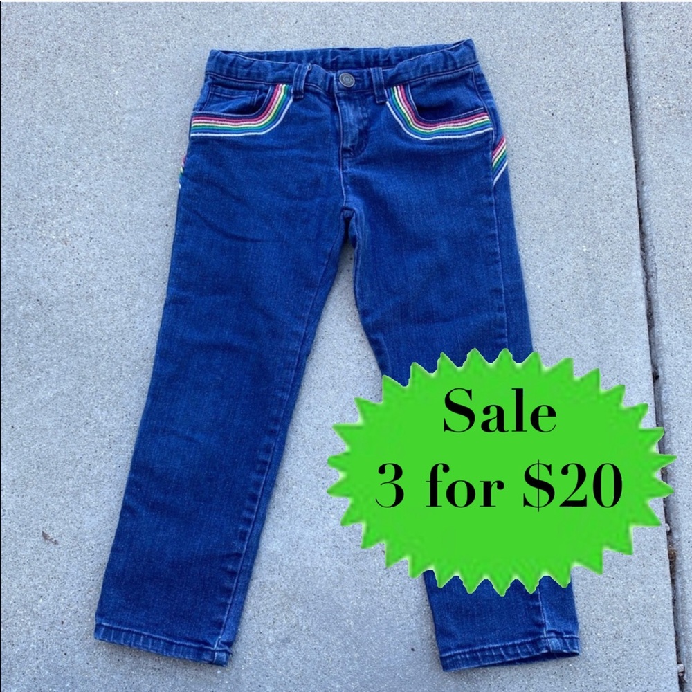 CARTER’S Rainbow Jeans elastic bottoms pants kids retro hippie stretch girls 5